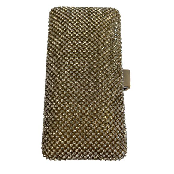 Gold  Clutch Handbags - Gold Crystal Clutch Purse Womens Evening Bag Rhinestone Minaudiere Chain Strap
